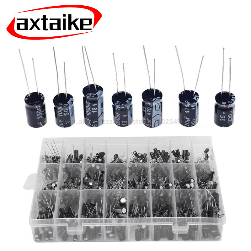 Capacitor Kit Assortment - Conjunto de capacitores radiais, 120/200/500 peças,